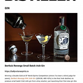 Distiller Magazine review of Bertha's Revenge Gin